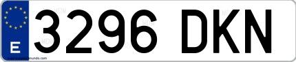 Ejemplo de matrícula española 3296 DKN