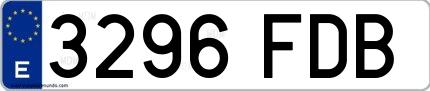 Ejemplo de matrícula española 3296 FDB