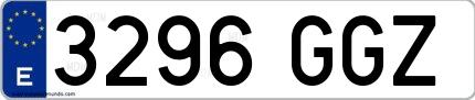 Ejemplo de matrícula española 3296 GGZ