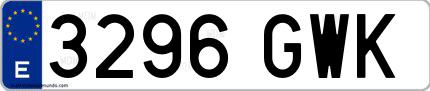 Ejemplo de matrícula española 3296 GWK