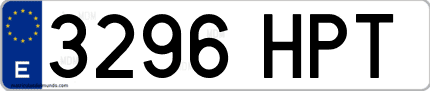 Ejemplo de matrícula de coche ordinaria 3296 HPT