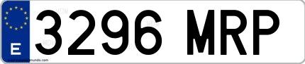 Ejemplo de matrícula española 3296 MRP