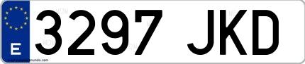 Ejemplo de matrícula española 3297 JKD