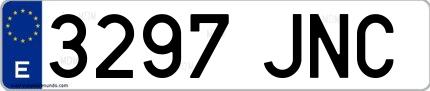 Ejemplo de matrícula española 3297 JNC