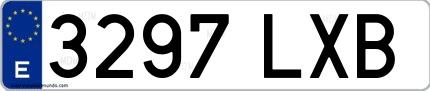 Ejemplo de matrícula española 3297 LXB