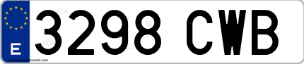 Ejemplo de matrícula de coche ordinaria 3298 CWB