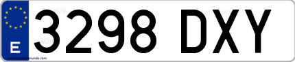 Ejemplo de matrícula de coche ordinaria 3298 DXY