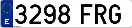 Ejemplo de matrícula española 3298 FRG