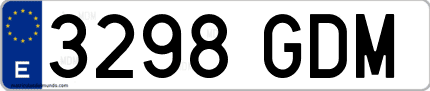 Ejemplo de matrícula de coche ordinaria 3298 GDM