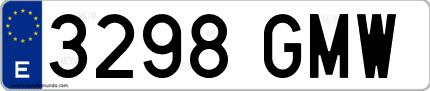 Ejemplo de matrícula de coche ordinaria 3298 GMW