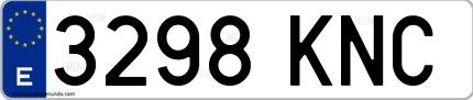 Ejemplo de matrícula española 3298 KNC