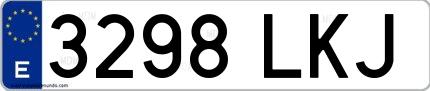 Ejemplo de matrícula española 3298 LKJ