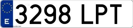 Ejemplo de matrícula española 3298 LPT