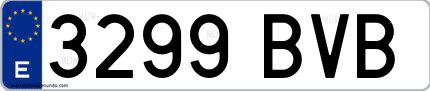 Ejemplo de matrícula española 3299 BVB