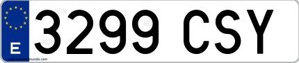 Ejemplo de matrícula española 3299 CSY