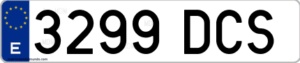 Ejemplo de matrícula de coche ordinaria 3299 DCS