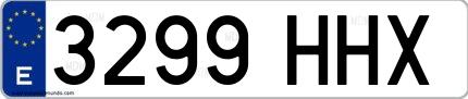 Ejemplo de matrícula española 3299 HHX