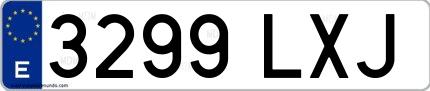 Ejemplo de matrícula española 3299 LXJ