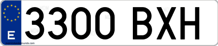 Ejemplo de matrícula de coche ordinaria 3300 BXH