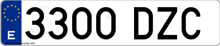 Ejemplo de matrícula de coche ordinaria 3300 DZC