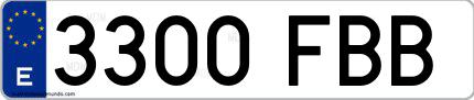 Ejemplo de matrícula española 3300 FBB
