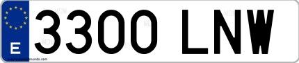 Ejemplo de matrícula española 3300 LNW