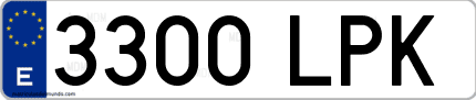 Ejemplo de matrícula de coche ordinaria 3300 LPK