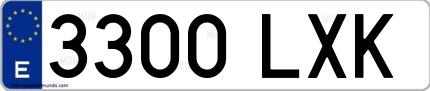 Ejemplo de matrícula española 3300 LXK