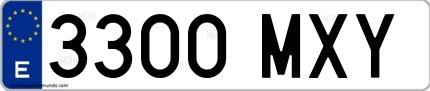 Ejemplo de matrícula española 3300 MXY