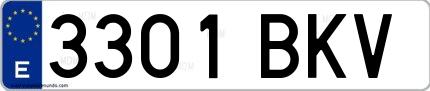 Ejemplo de matrícula española 3301 BKV