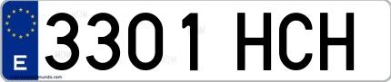 Ejemplo de matrícula de coche ordinaria 3301 HCH
