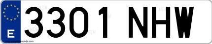 Ejemplo de matrícula española 3301 NHW