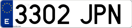 Ejemplo de matrícula de coche ordinaria 3302 JPN