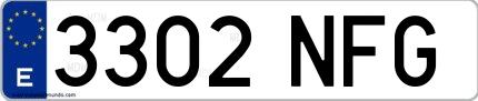 Ejemplo de matrícula española 3302 NFG
