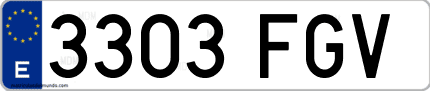 Ejemplo de matrícula de coche ordinaria 3303 FGV