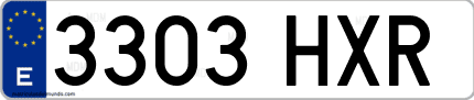 Ejemplo de matrícula de coche ordinaria 3303 HXR