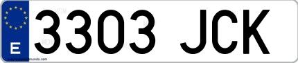 Ejemplo de matrícula española 3303 JCK