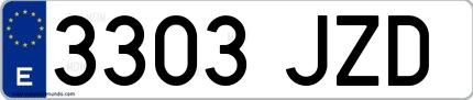 Ejemplo de matrícula española 3303 JZD