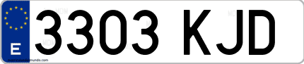 Ejemplo de matrícula de coche ordinaria 3303 KJD
