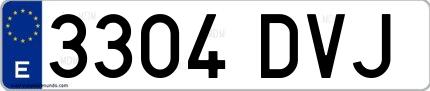 Ejemplo de matrícula española 3304 DVJ