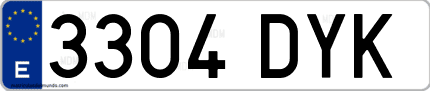 Ejemplo de matrícula de coche ordinaria 3304 DYK