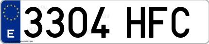 Ejemplo de matrícula española 3304 HFC