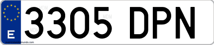 Ejemplo de matrícula de coche ordinaria 3305 DPN