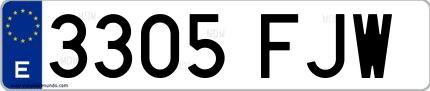 Ejemplo de matrícula española 3305 FJW