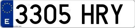 Ejemplo de matrícula española 3305 HRY
