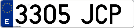 Ejemplo de matrícula de coche ordinaria 3305 JCP