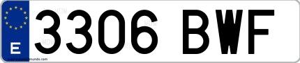 Ejemplo de matrícula española 3306 BWF
