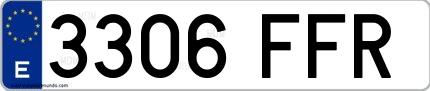 Ejemplo de matrícula española 3306 FFR