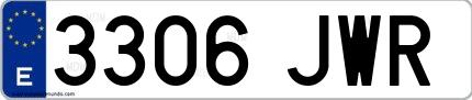 Ejemplo de matrícula española 3306 JWR