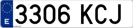 Ejemplo de matrícula española 3306 KCJ